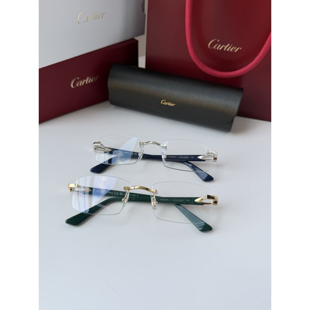 CARTIER CT0287O 009 Gold Green Transparent Clear Eyeglasses Rx Able AUTHENTIC - Picture 9 of 11